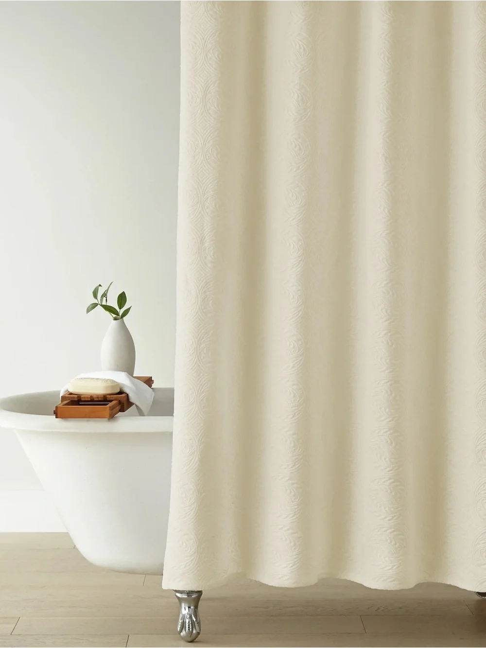 Peacock Alley Vienna Textured Shower Curtain in Linen